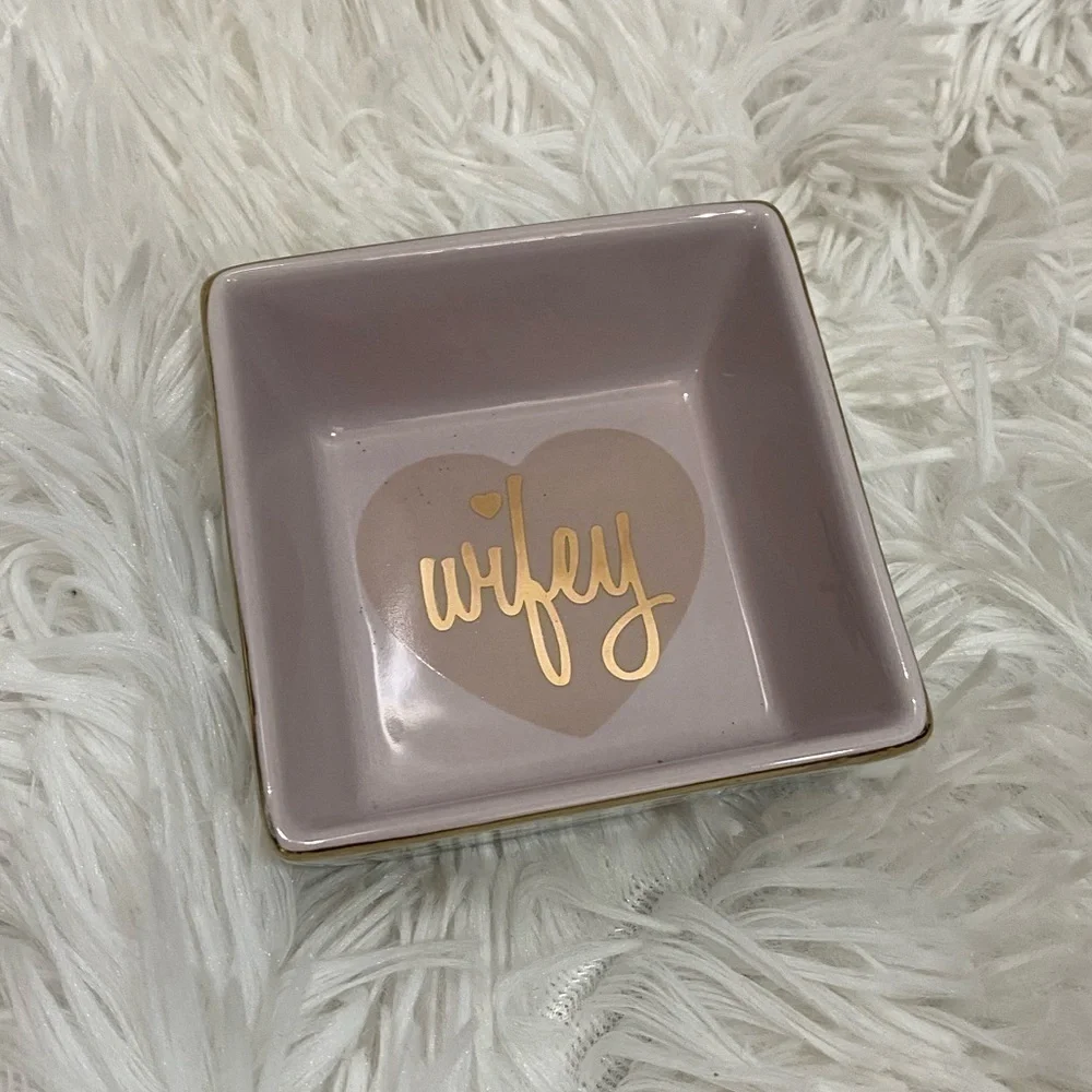 Shimmer Gold and pink Wifey square tray
